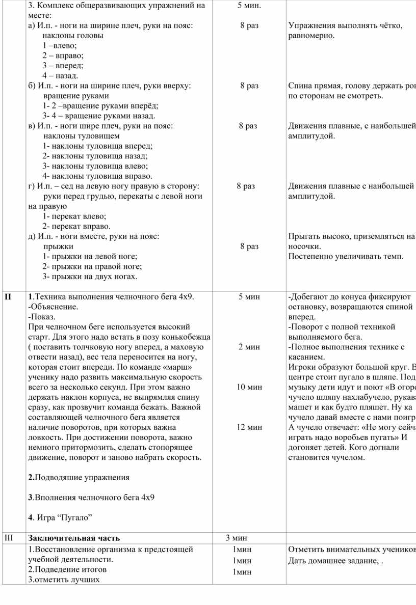 План конспект урока бег на средние дистанции