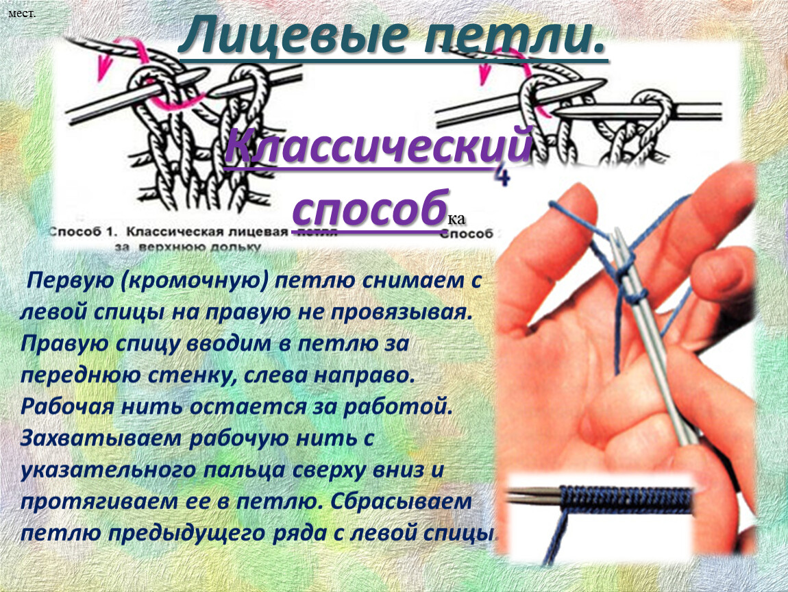 Как вязать изнаночные петли спицами. Лицевая петля. Лицевая петля спицами. Вязание спицами лицевые петли. Вязание лицевыми петлями.