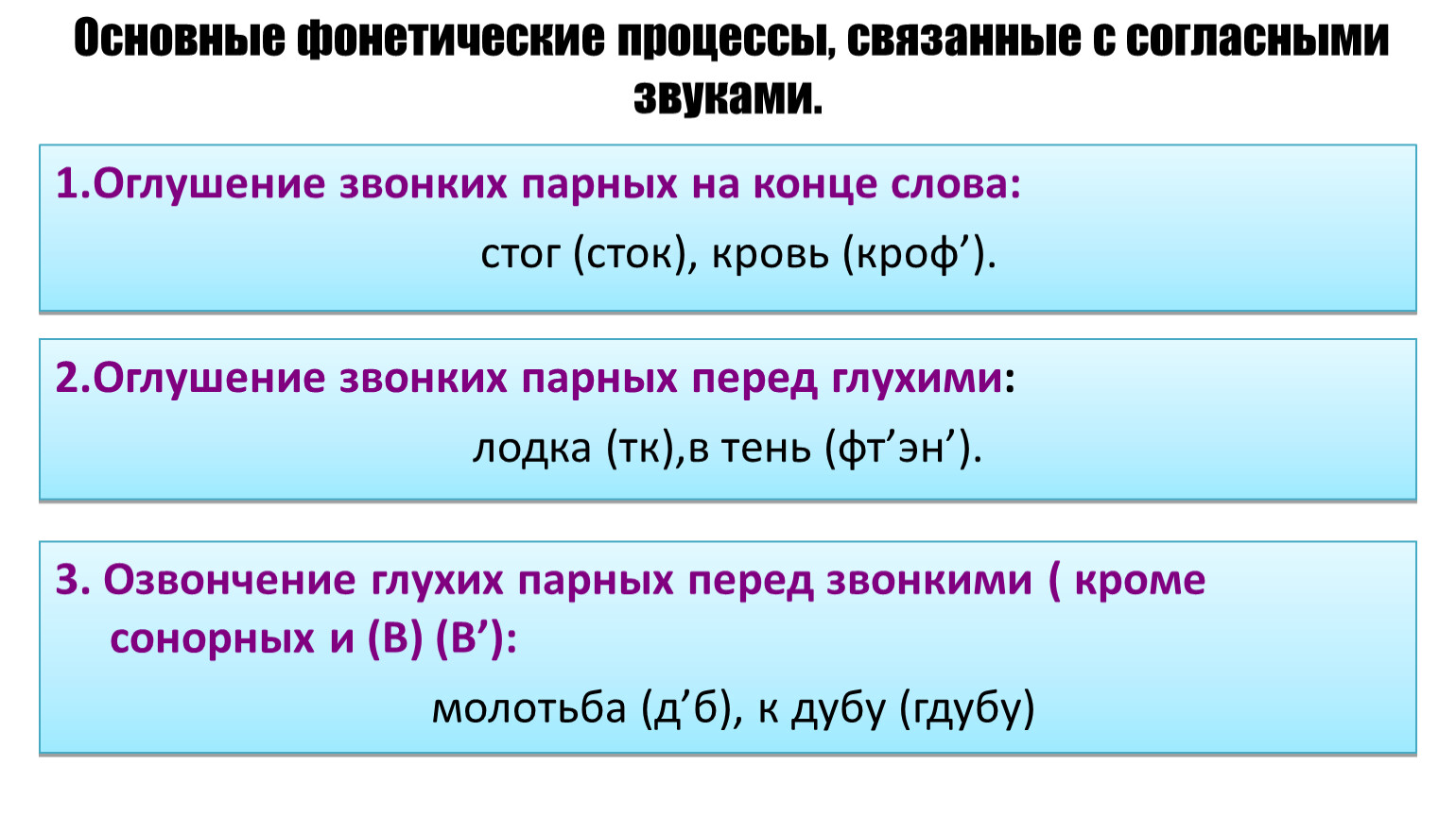 Основные фонетические процессы в русском языке