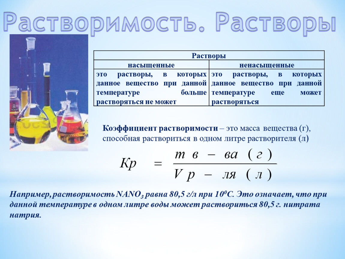 Рассчитать процент вещества в растворе. Растворы и растворимость. Формула растворимости в химии. Химия задачи на растворимость. Растворы и растворимость химия.