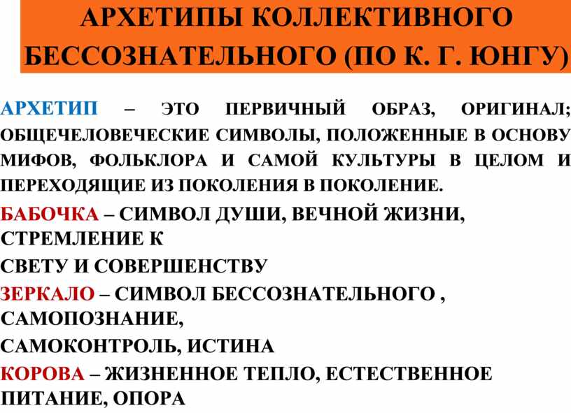 АРХЕТИПЫ КОЛЛЕКТИВНОГО БЕССОЗНАТЕЛЬНОГО (ПО