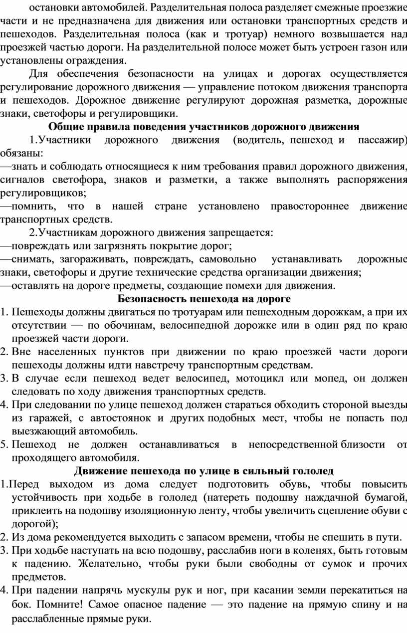 Урок ОБЖ. Правила и безопасность дорожного движения.