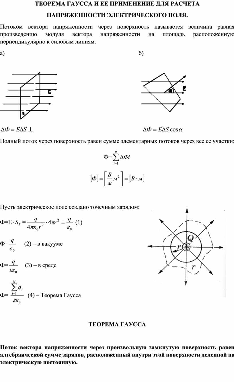 Теорема гаусса для электрической индукции