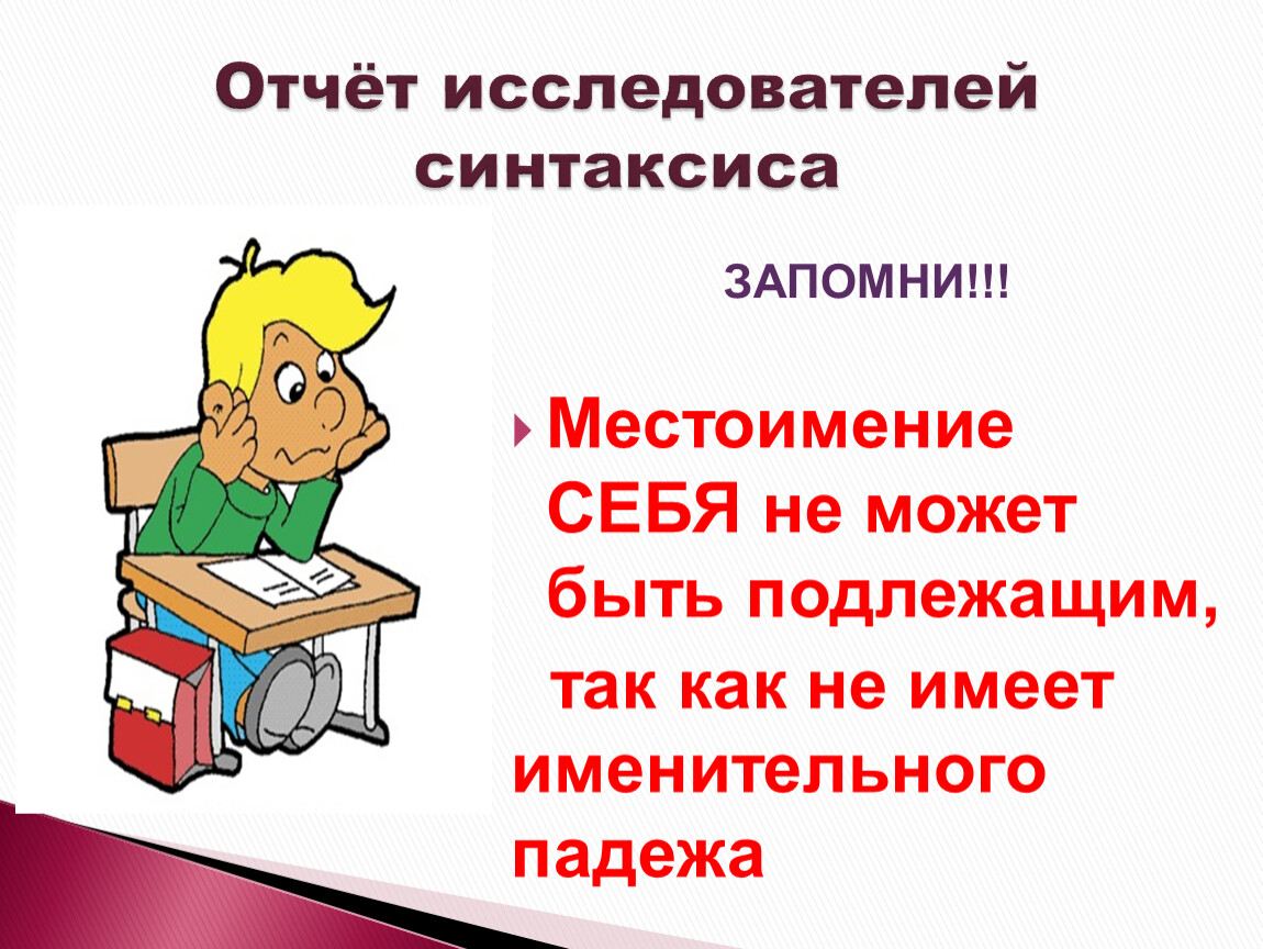 Урок презентация возвратное местоимение себя 6 класс фгос