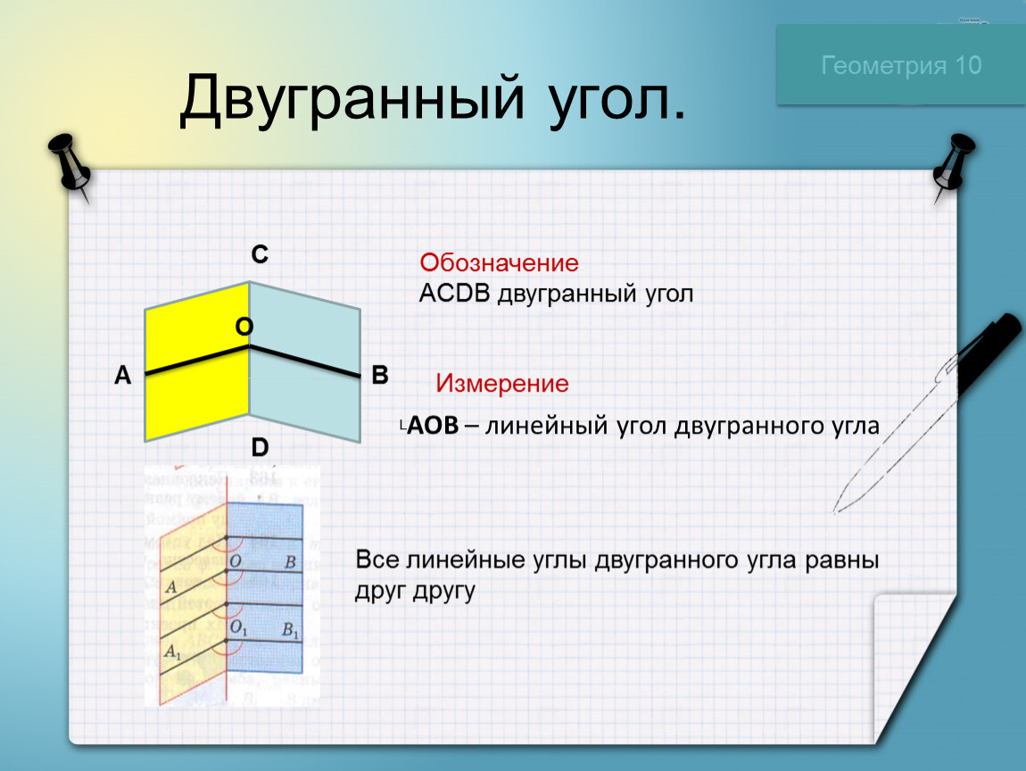 Двугранный угол определение и рисунок