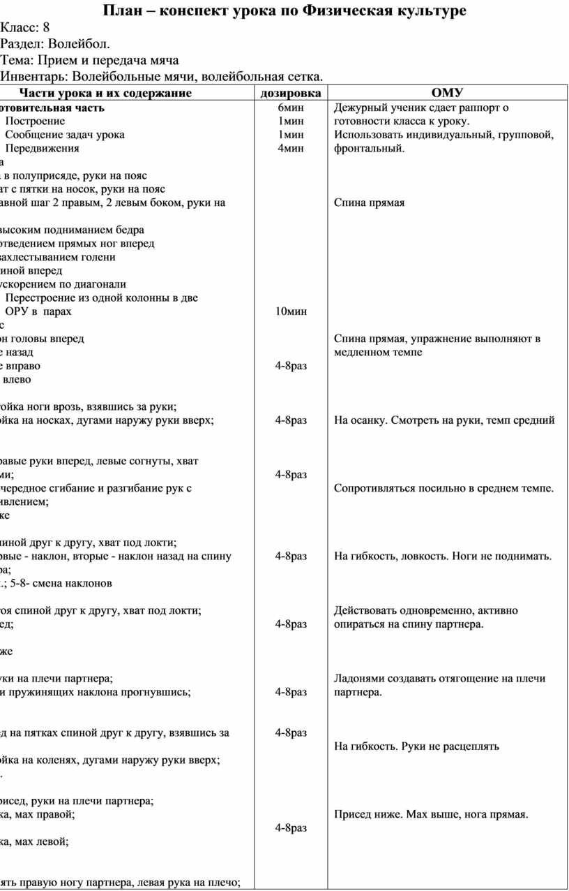 План конспект урока по фгос физическая культура