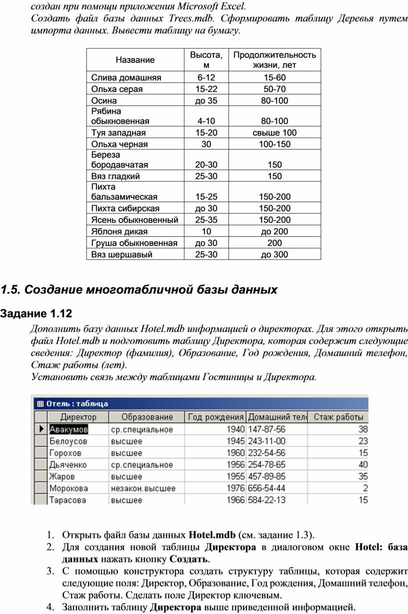 ЛАБОРАТОРНЫЕ РАБОТЫ ПО БАЗАМ ДАННЫХ В ПРОГРАММЕ MS Access