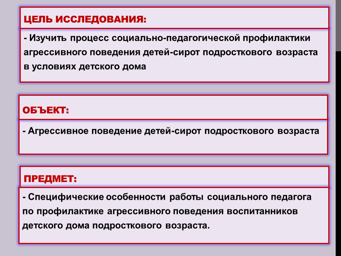 Социально-педагогическая профилактика агрессивного поведения детей-сирот  подросткового возраста в условиях детского дом