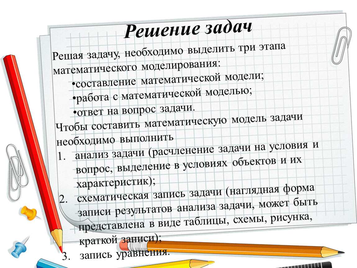 Методы разбора текстовых задач составление плана решения