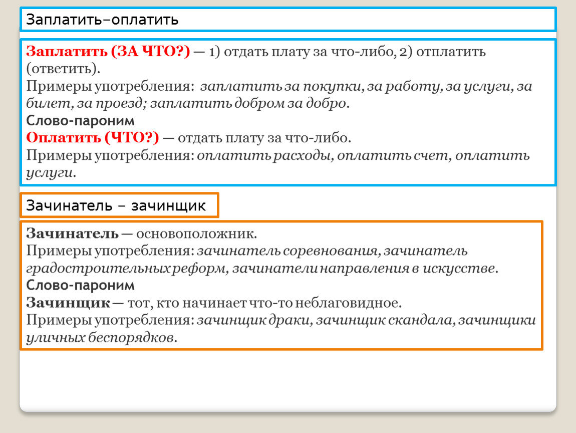 Трудные случаи выбора паронимов