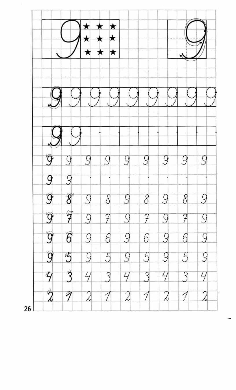 Математические прописи цифра 9 для дошкольников
