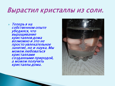 Проект выращивание кристаллов поваренной соли в домашних условиях