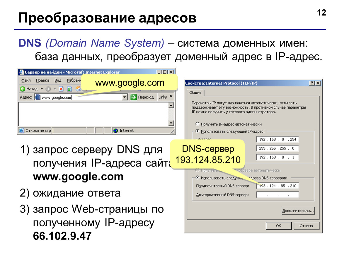 Домен net адрес. Преобразование адресов. Преобразование доменного имени в IP-адрес. Запрос DNS сервер. Преобразование доменного адреса в IP адрес.