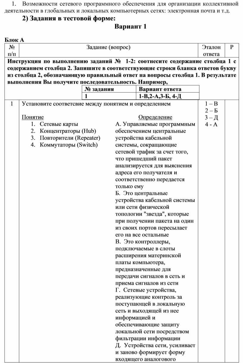 Практическое задание по теме Программное обеспечение локальных и глобальных сетей 