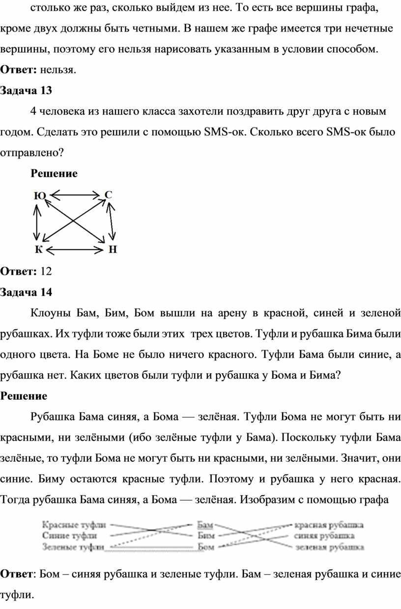 Решение задач математики и информатики с помощью графов