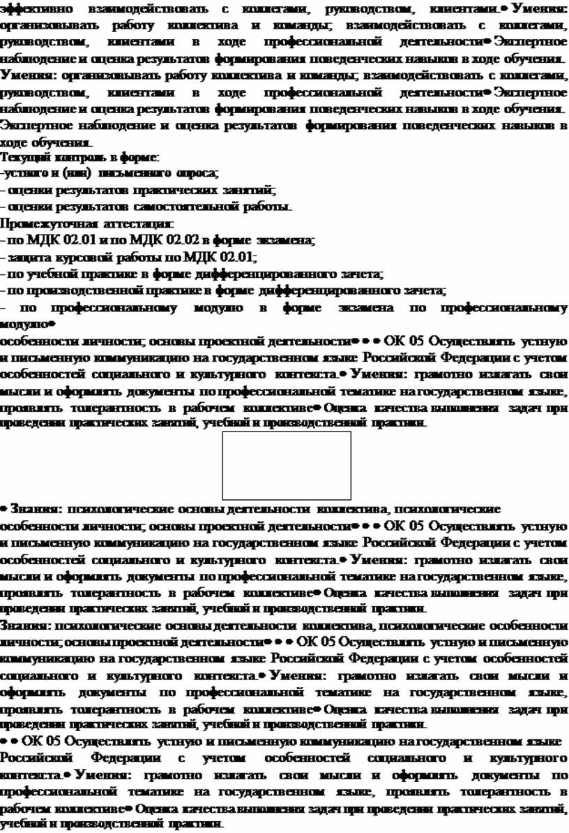 Умения: организовывать работу коллектива и команды; взаимодействовать с коллегами, руководством, клиентами в ходе профессиональной деятельности