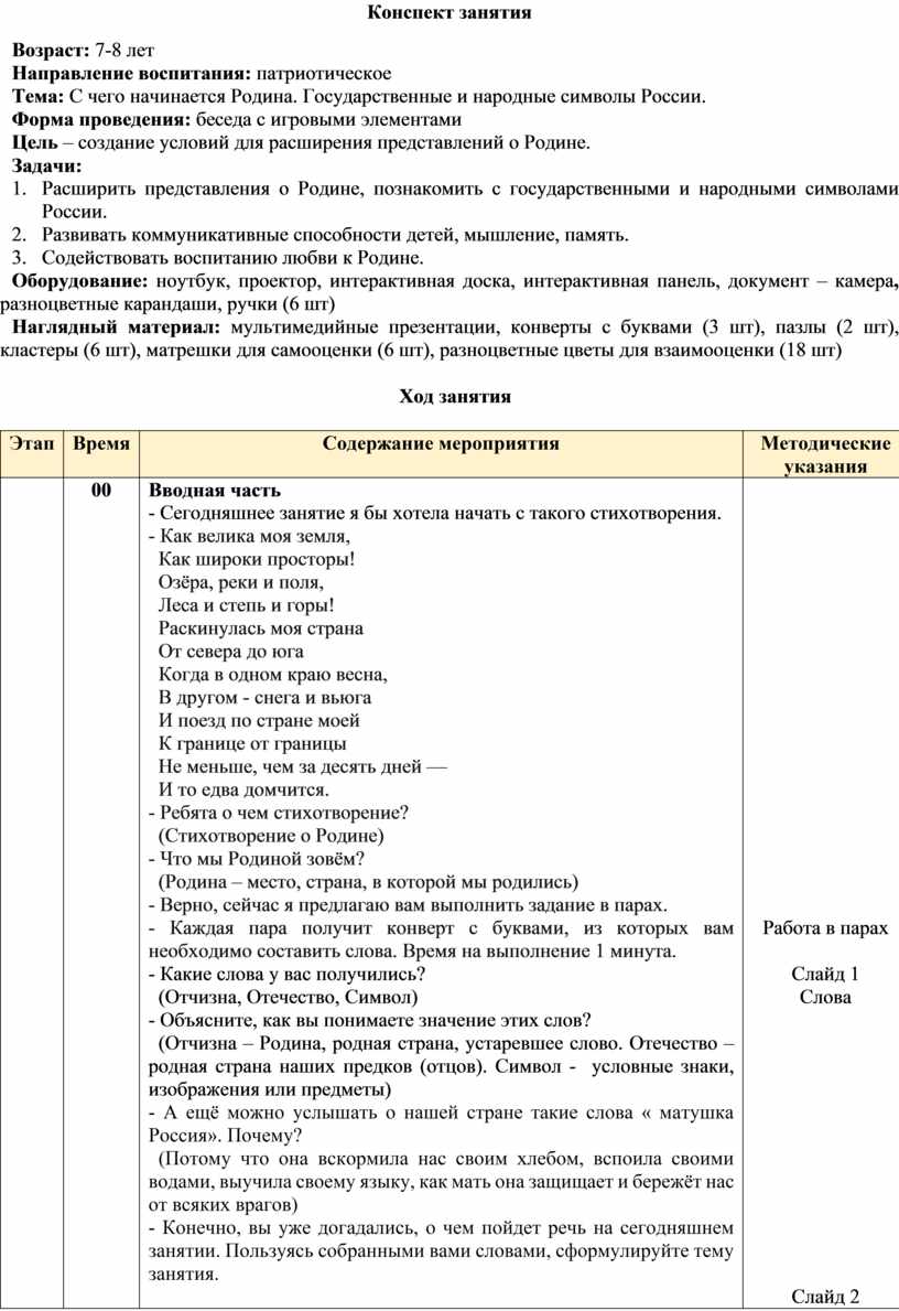 План конспект воспитательного мероприятия в школе психолог