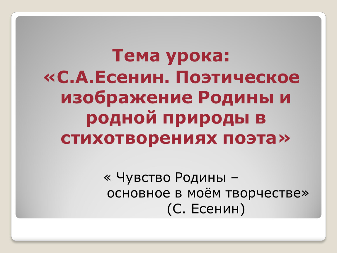 Презентация к уроку литературы в 5 классе по творчеству С.Есенина