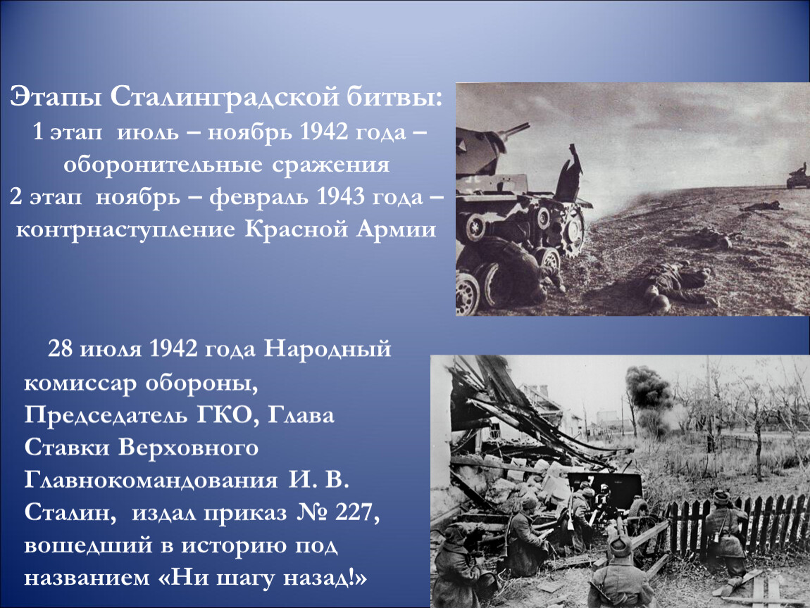 Сталинградская битва – начало коренного перелома в ходе Второй мировой и  Великой Отечественной войн.