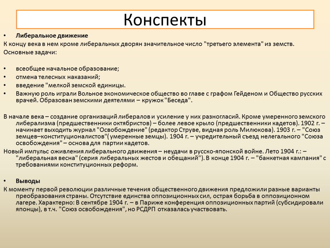 Понятие гг. Союз Земцев-конституционалистов и Союз освобождения. Либеральное движение конспект. Либеральное движение в конце 19 века. Либеральное движение Союз освобождения.