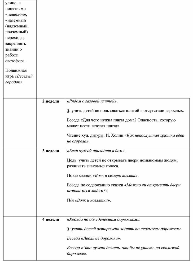 Календарно - тематическое планирование по безопасности в 1 младшей группе