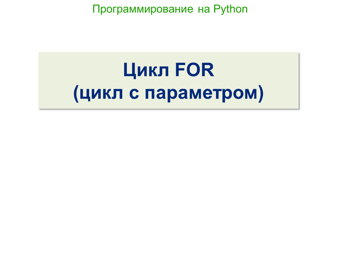 Цикл for python презентация