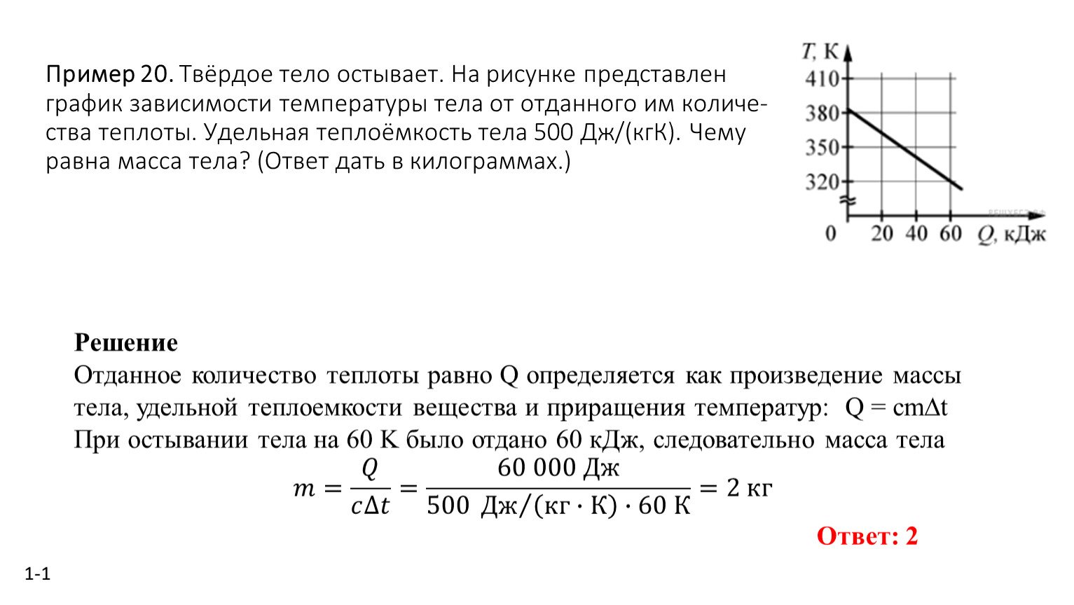 Пример 20. Твёрдое тело осты­ва­ет
