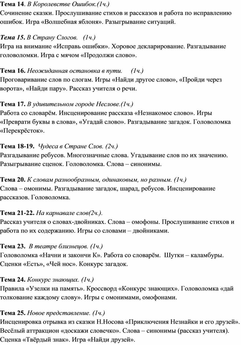 Тема 14 . В Королевстве Ошибок