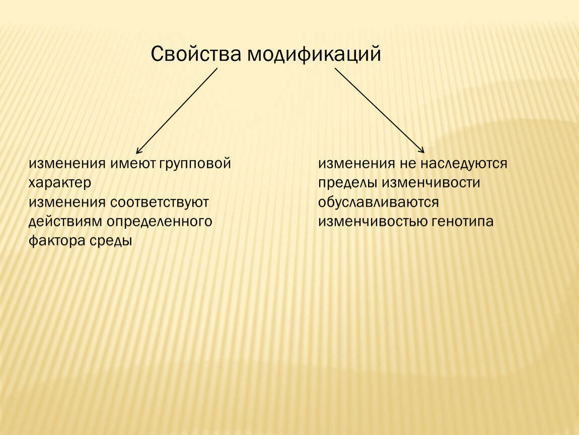 Признаки изменения модификации