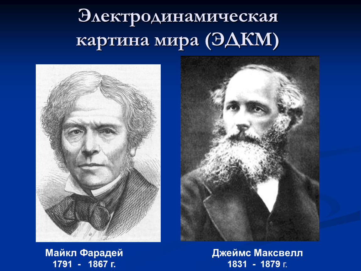 Какая картина мира создана трудами м фарадея и д максвелла