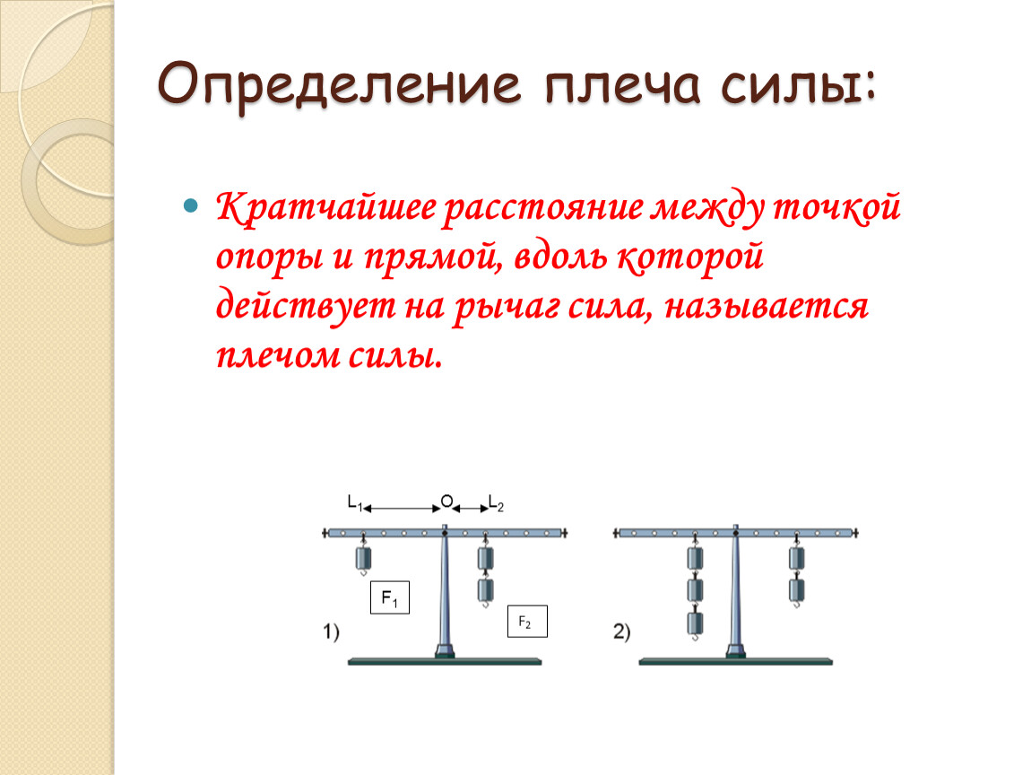 Дайте определение плеча силы физика 7