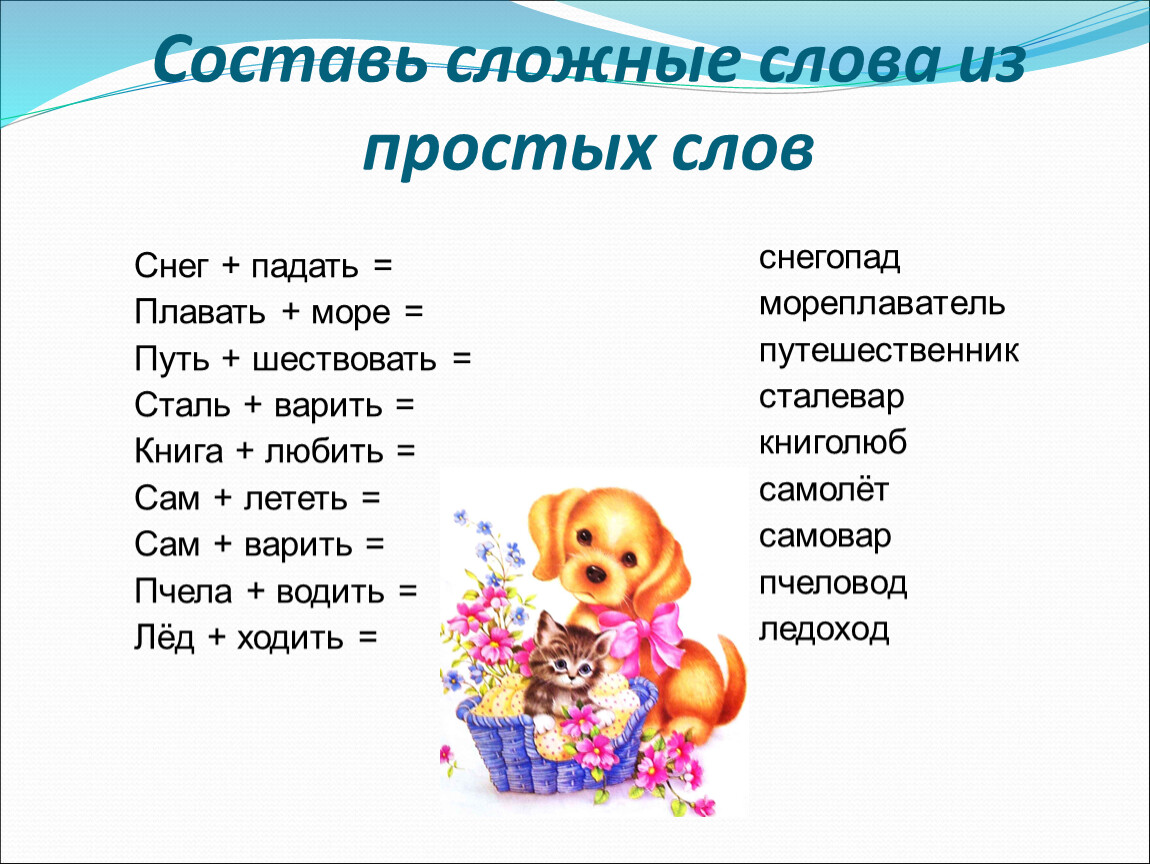 Сложные слова включают. Сложные слова длятдете. Сложные слова для детей 4 года. Составление сложных слов. Сложные слова в русском.