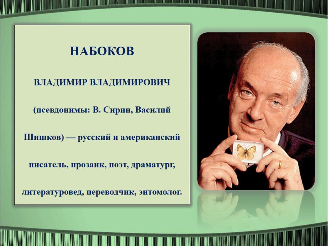 Литературный псевдоним набокова. Портрет Набокова Владимира Владимировича.