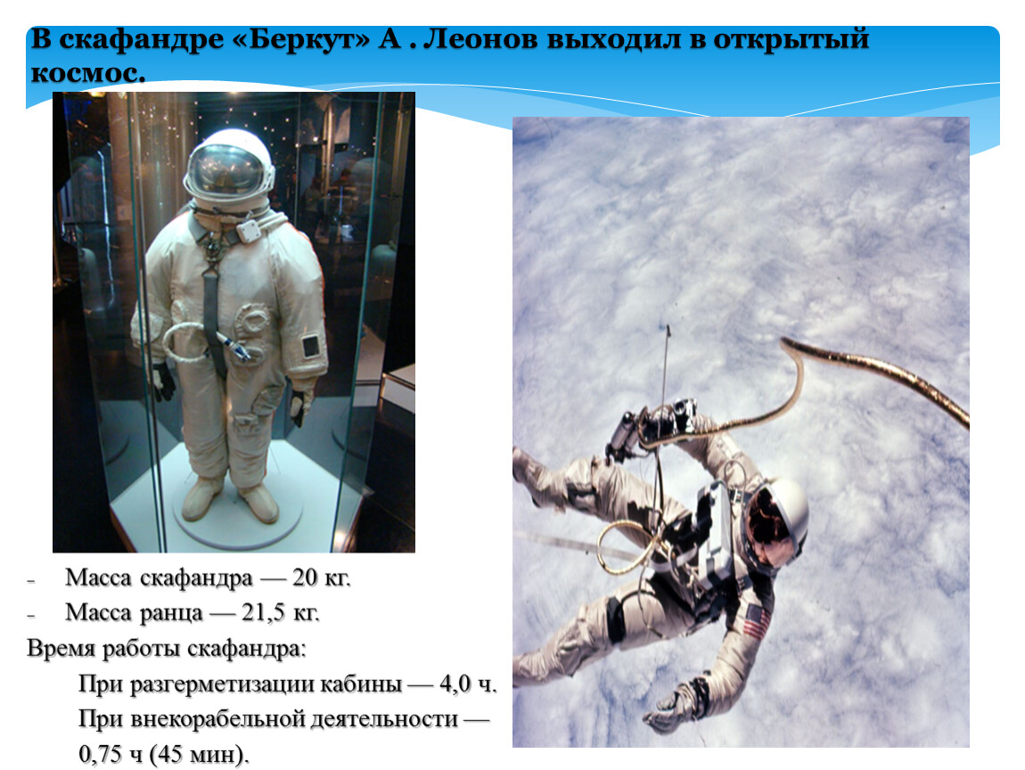 Когда полетел леонов. Скафандр Леонова в открытом космосе. Выход Леонова в открытый космос.