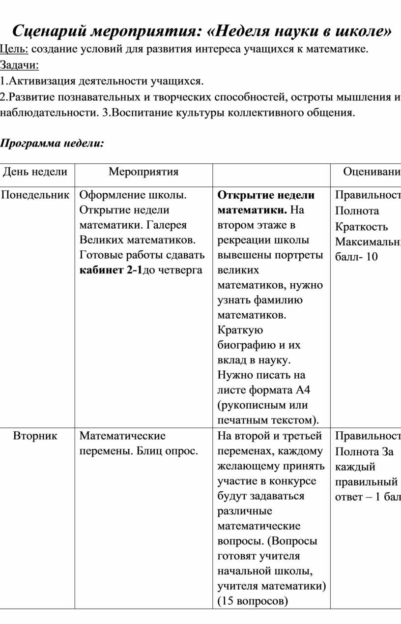 План мероприятий десятилетия науки и технологий