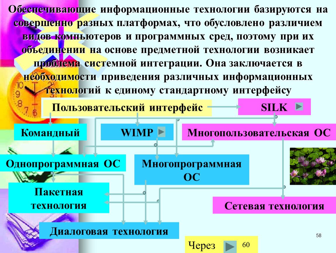 Обеспечивающие информационные технологии базируются на совершенно разных платформах, что обусловлено различием видов компьютеров и программных сред, поэтому при их объединении на основе предметной технологии возникает…