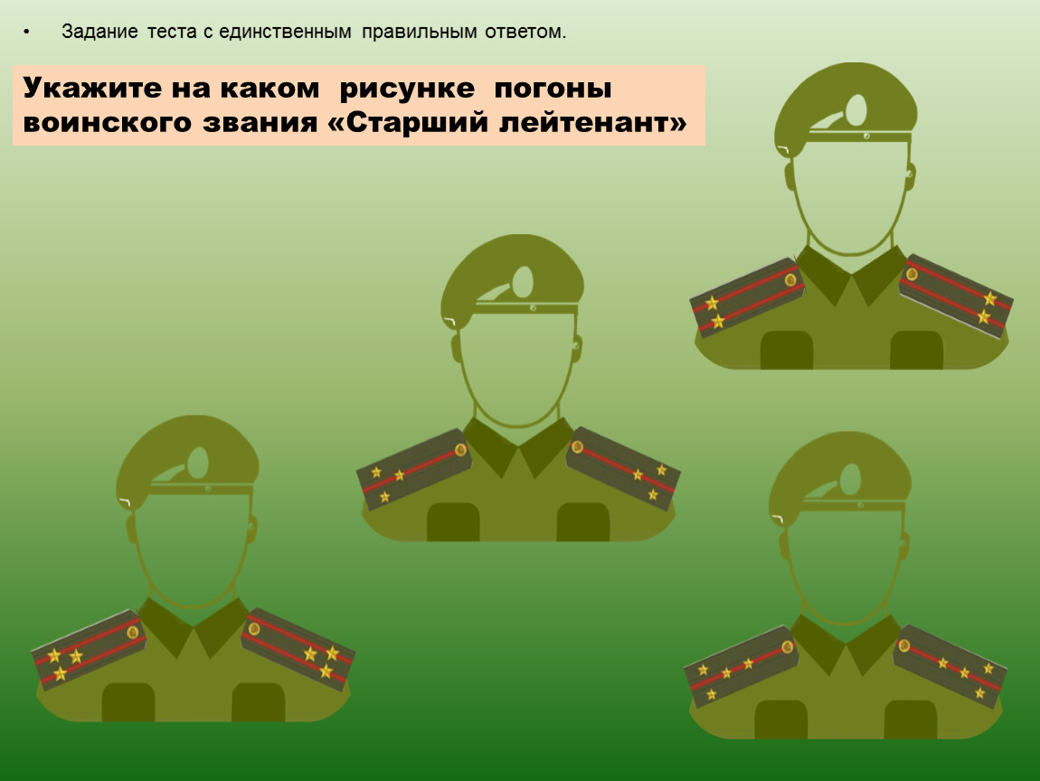 Задание теста с единственным правильным ответом
