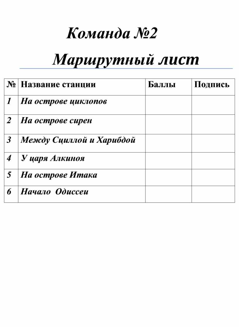 Образец маршрутного листа торгового представителя