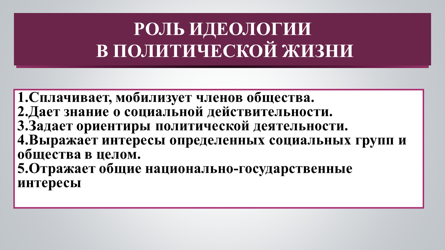 Что такое идеология какую роль она играет