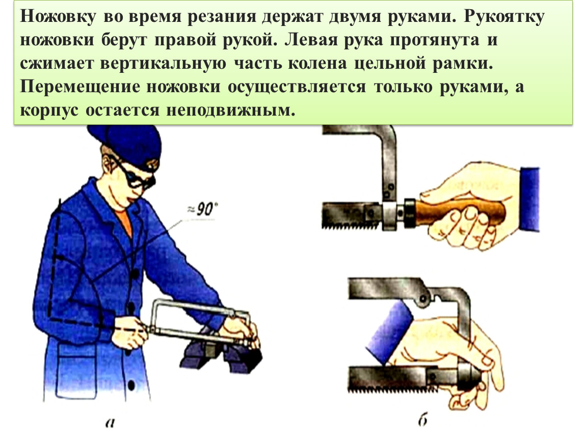 Из каких основных частей состоит слесарная ножовка