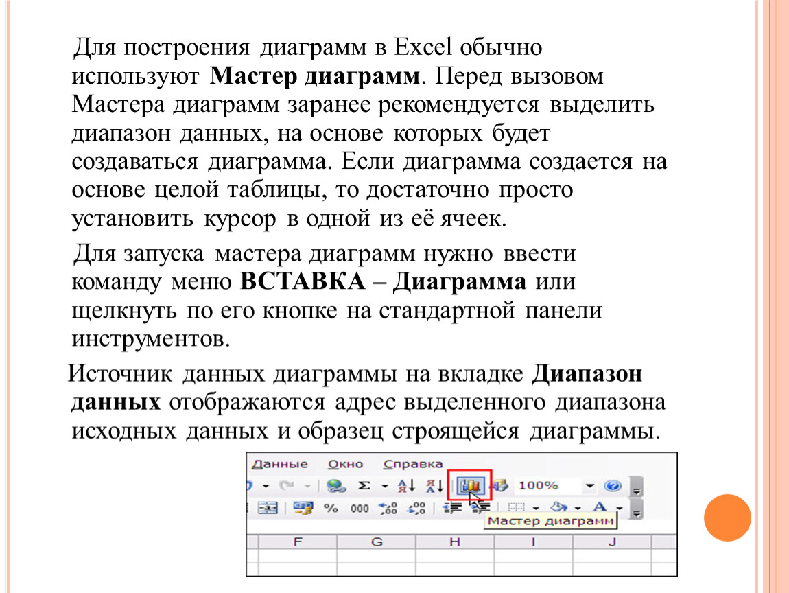 На основе чего строится любая диаграмма excel