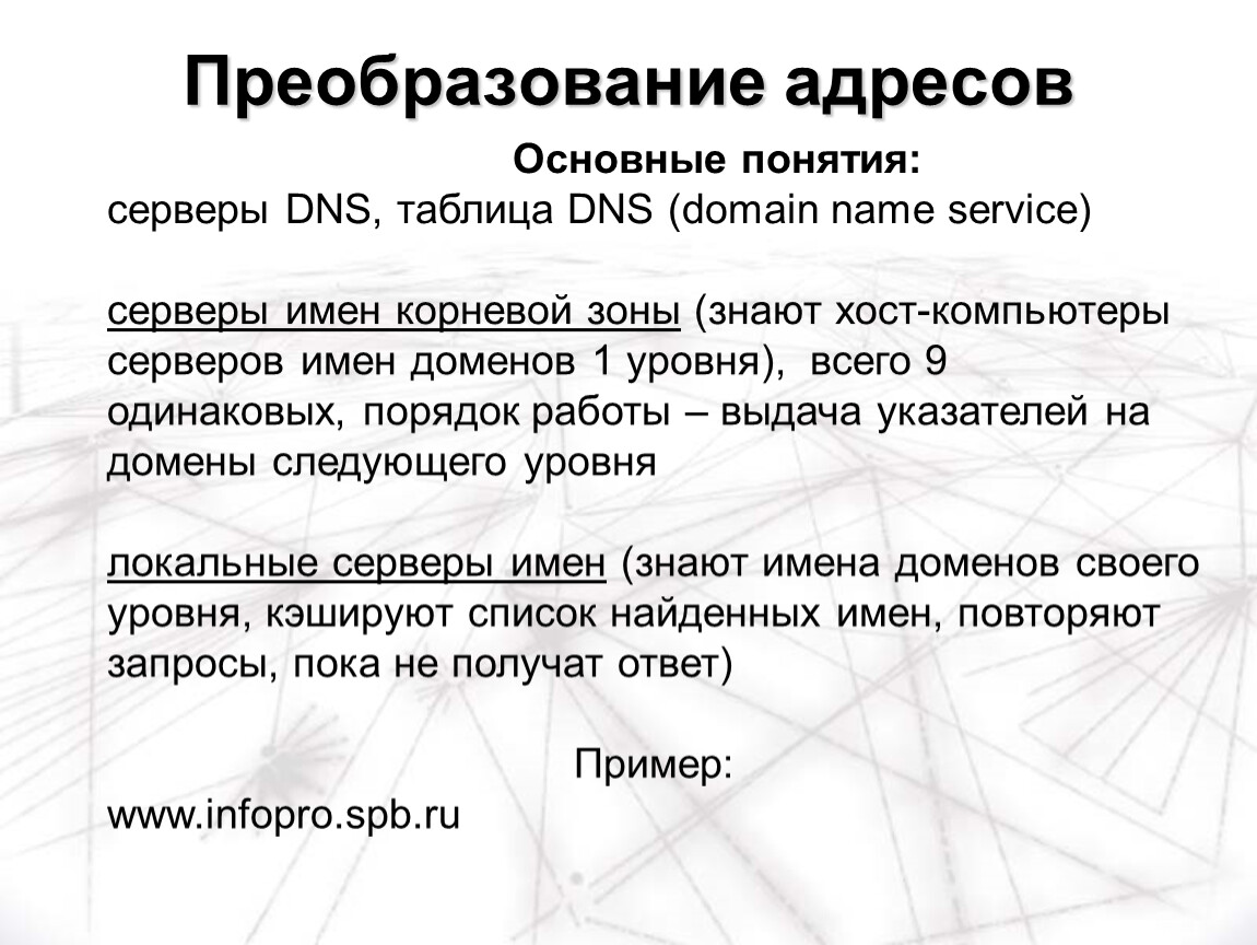 Общий адрес. Преобразование адресов. Серверы имен корневой зоны. Имя сервера пример. Доменное имя почтового сервера.