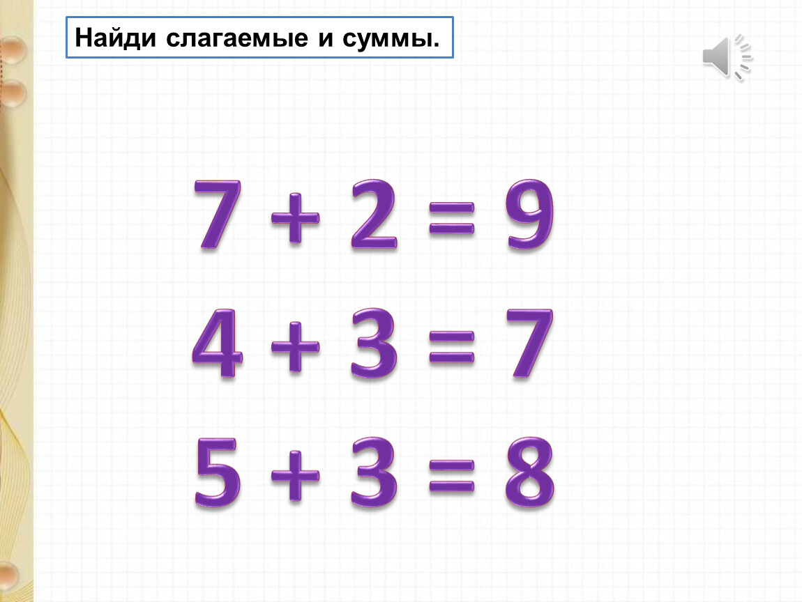 Вычисли слагаемое. Слагаемые числа 7. Слагаемые 7 и 3 вычисли сумму.