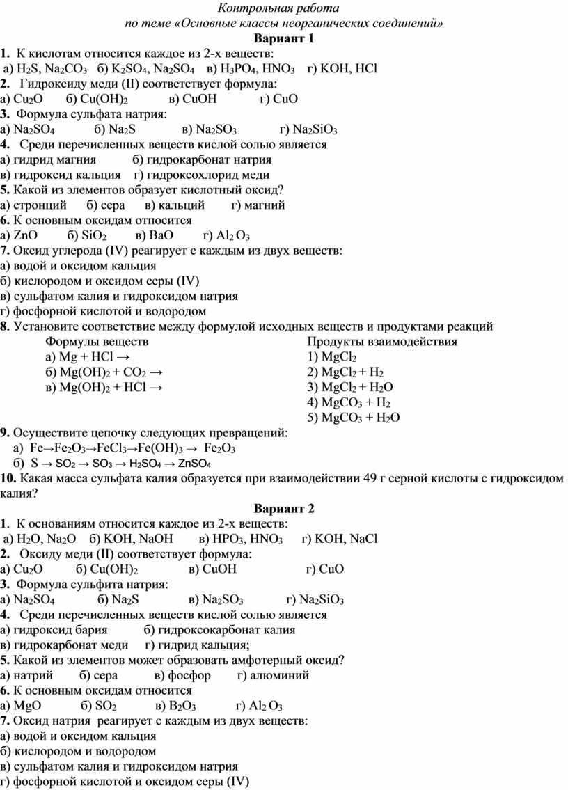 Купить Контрольную Работу Химия