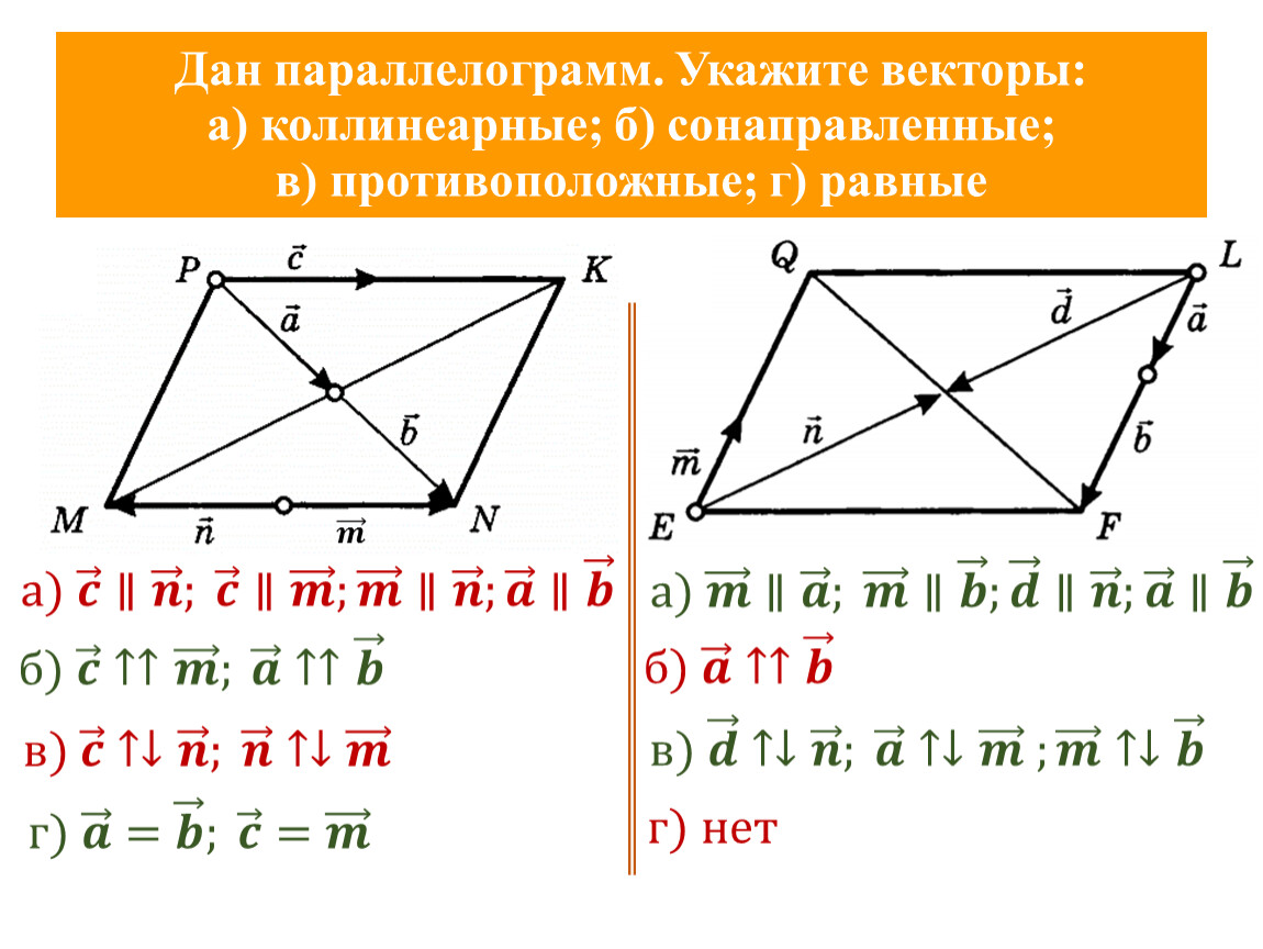 Равные векторы в прямоугольнике