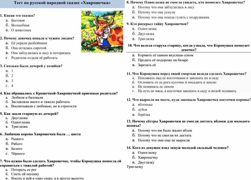 Тест сказки 3. Тест по русским народным сказкам. Русские народные сказки тест. Тесты к сказке крошечка Хаврошечка. Контрольная работа русские народные сказки.