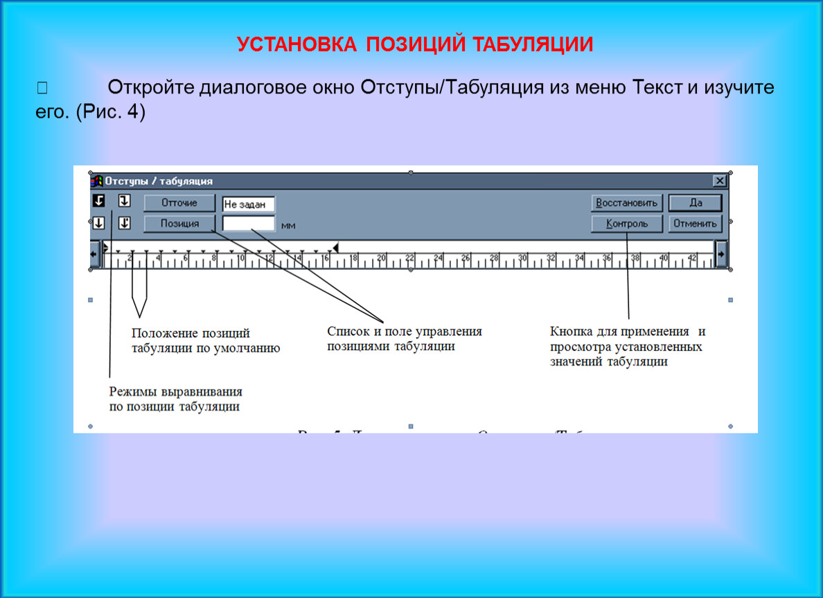 На каком из рисунков использована табуляция