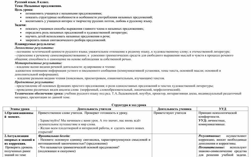Русский язык. 8 класс. Тема: