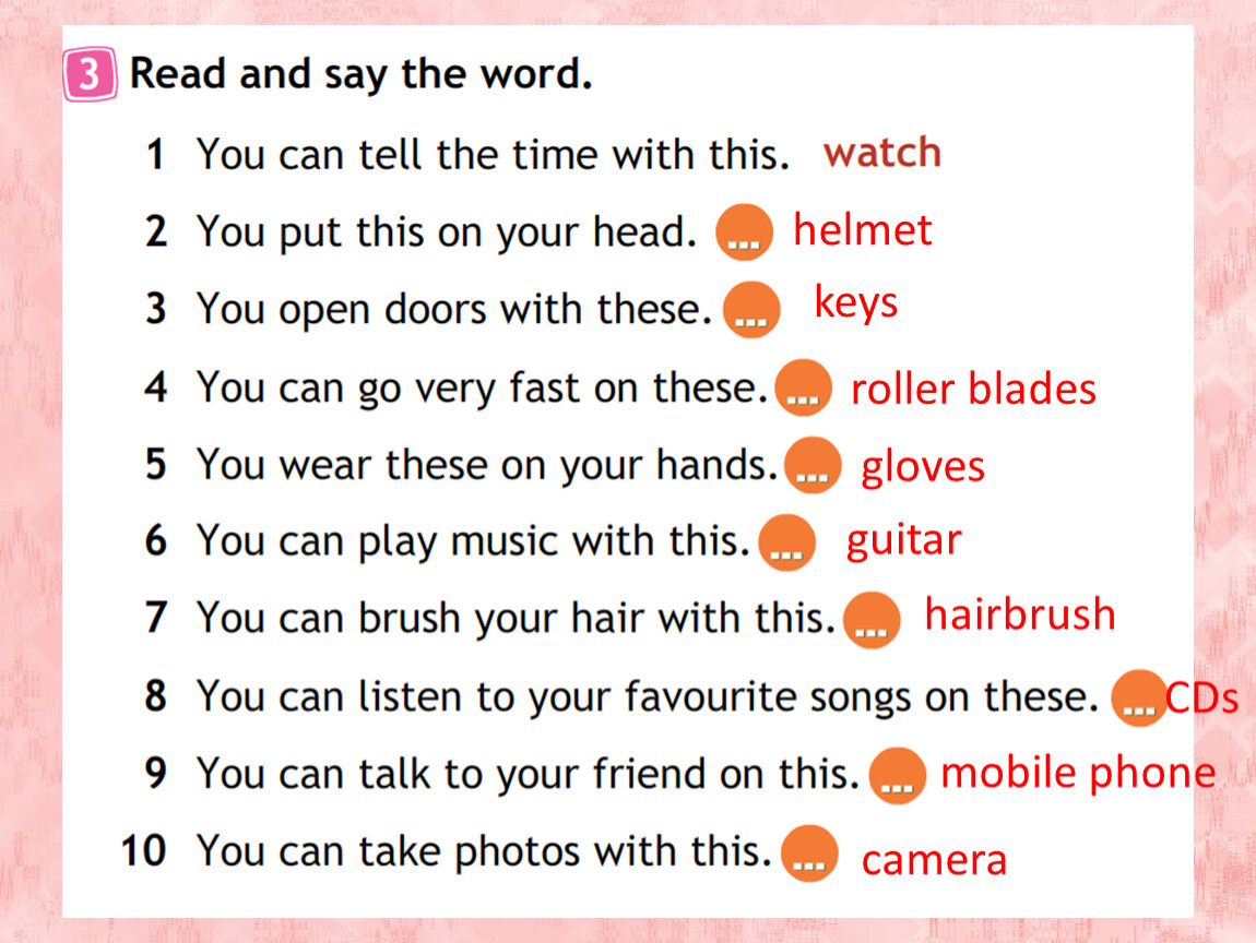 helmet keys roller blades gloves guitar hairbrush CDs mobile phone camera