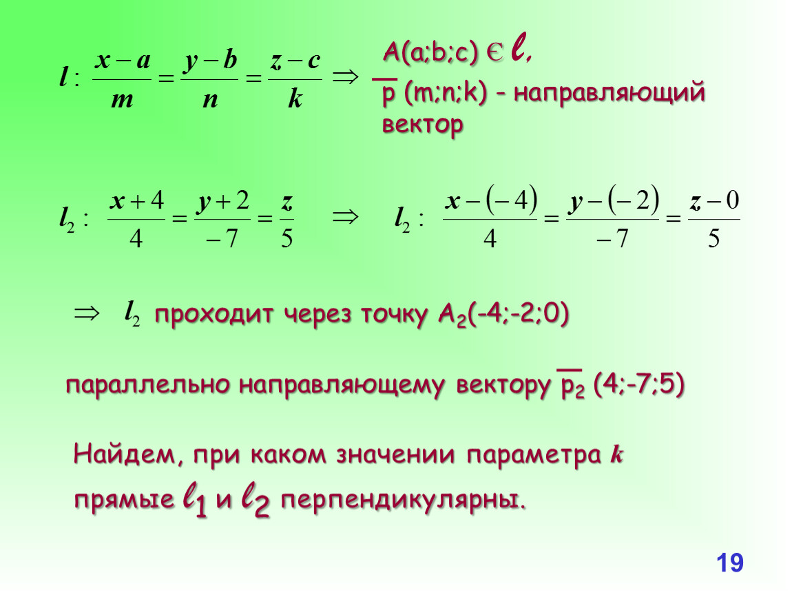 уравнение прямой проходящей через точку параллельно вектору